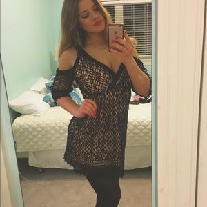 Anthropologie Black Crocheted Lace Dress